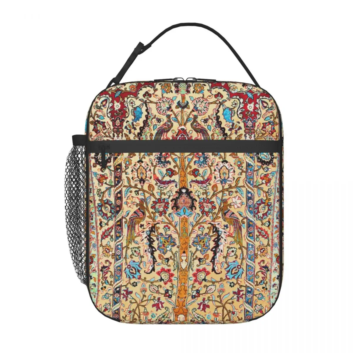 Antique Silk Persian Carpet Lunch Box Bohemian Turkish Ethnic Thermal Cooler Food Insulated Lunch Bag School Children Student