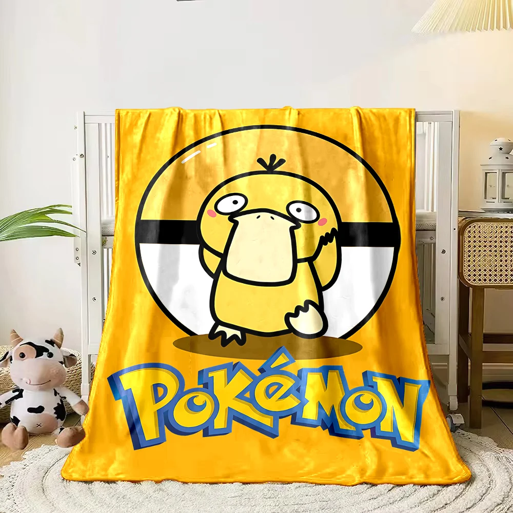 Japanese Anime Pokemon Psyduck Blanket Warm Soft Fluffy Kids and Adult Sofa Bed Throw Blanket Outdoor Travel Camping Sheet