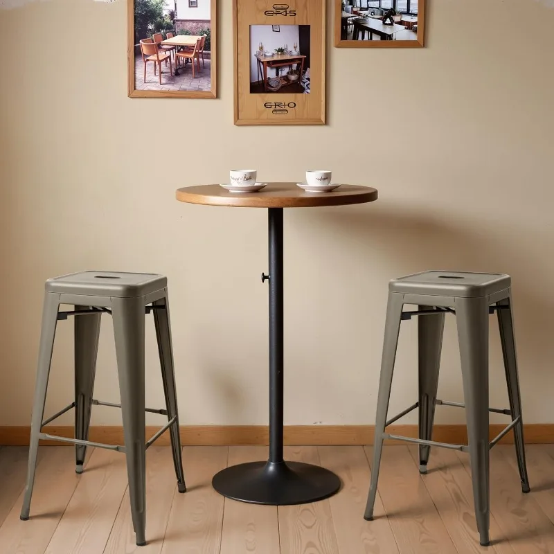 30 Inches Metal Bar Stools Bar Height High Backless Stools Indoor Outdoor Stackable Kitchen Stools Set of 4