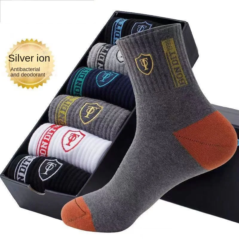 5 Pairs Apring And Fall Mens Sports Socks Summer Leisure Sweat Absorbent Comfortable Thin Breathable Basketball Meias EU 38-43