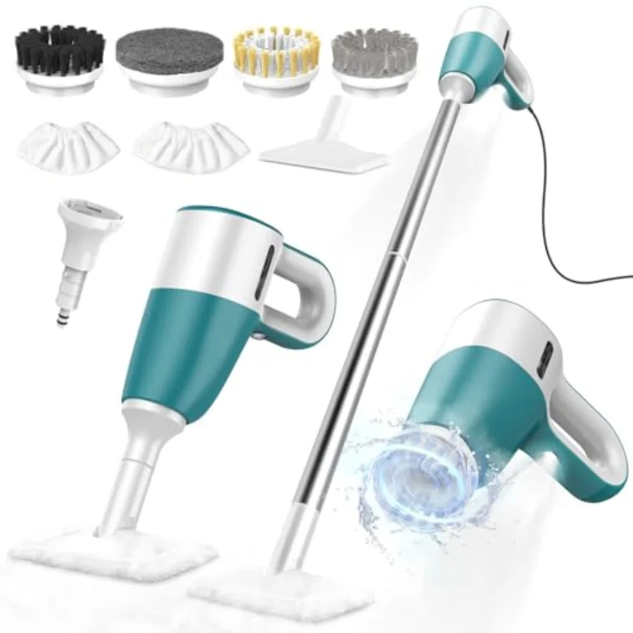 

Steam Cleaner with Electric Spin Brush No Manual Scrubbing 1200W 2-in-1 Steamer for Cleaning Tool 2 Modes 11 Accessories Detach