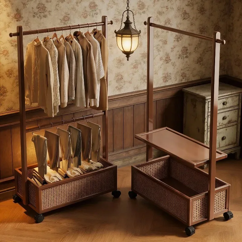 hanger, floor-to-ceiling household bedroom indoor vertical simple coat rack, room bamboo drying clothes rack