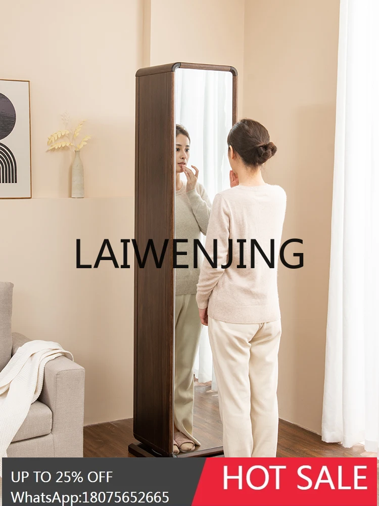 RWJ Solid Wood Body Rotary Multifunctional Storage Floor Cabinet Ugyen Wood Full-Length Mirror