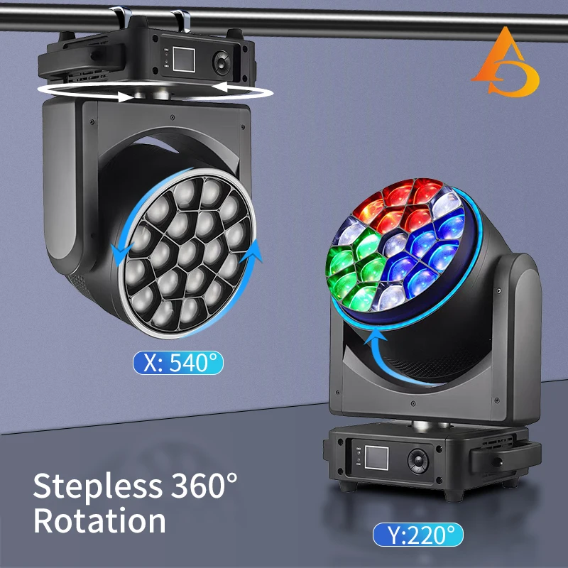 19x40 واط RGBW LED B-العين غسل التكبير شعاع تأثير مع حلقة تتحرك رئيس DMX512 التحكم للزينة الزفاف Dj ديسكو ضوء المرحلة