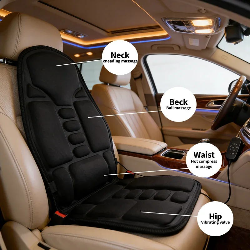 Home Car Massage Cushion Multifunctional Combines Neck Waist Vibration Seat Cushion Fullbody Electric Heating Car Massage Device