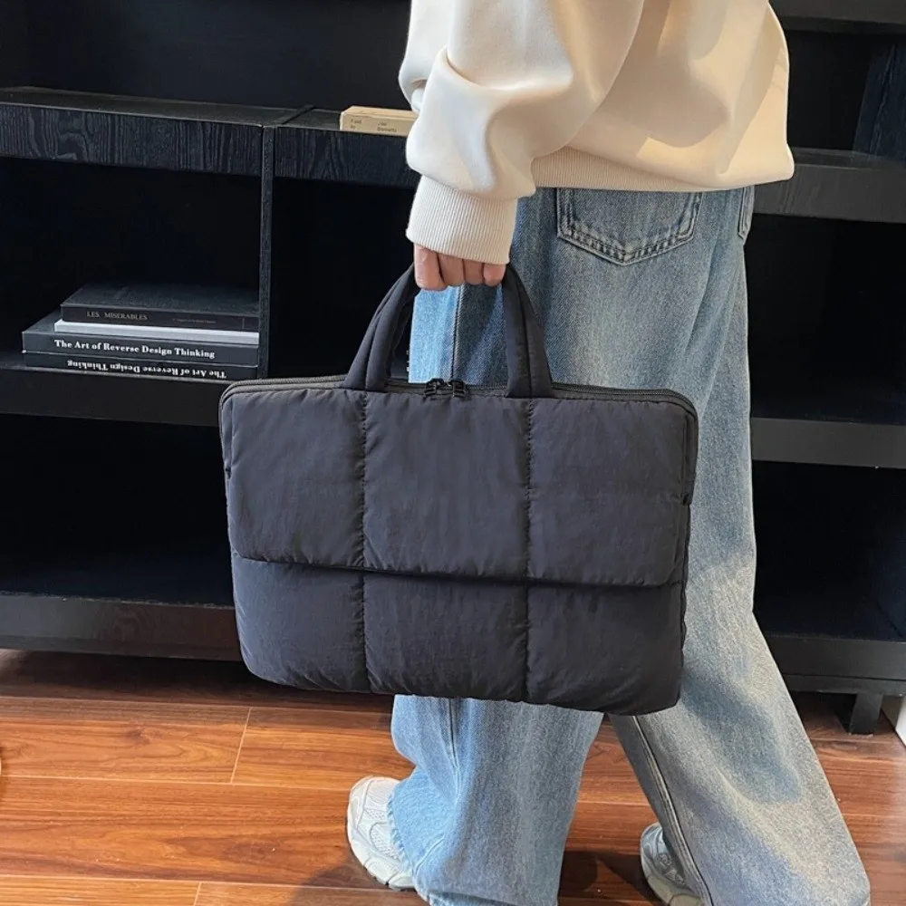 Simple 16 Inch Laptop Handbag Shockproof Puffy Pillow Laptop Sleeve Quilted Puffer Lightweight Tablet Pouch Office School
