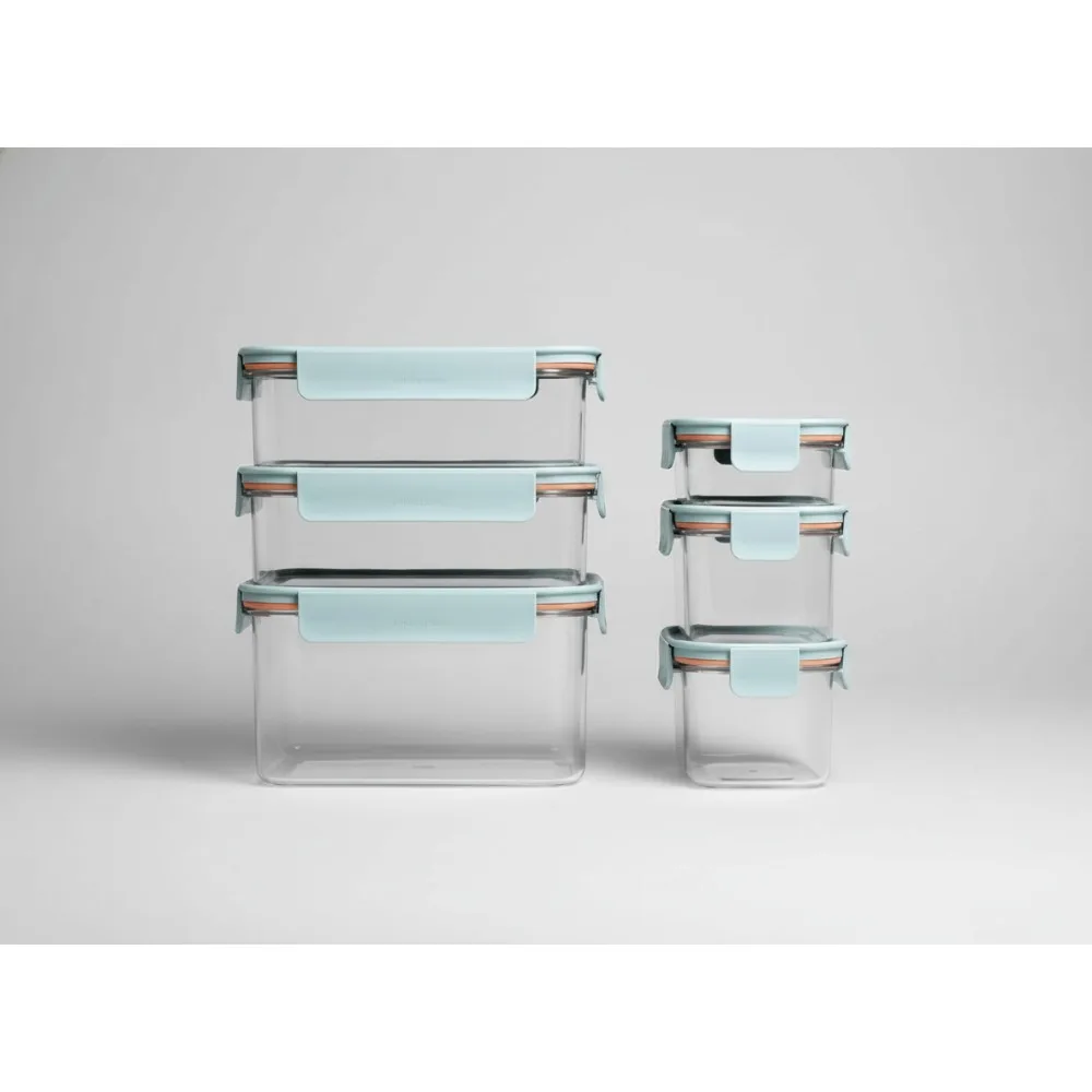 14-Piece Modular Food Storage Container Set - Airtight, BPA-Free, Microwave & Dishwasher Safe - Mint Color