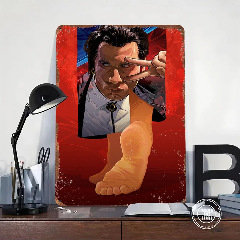Pulp Fiction Mia Feet Printed Poster Customized Wall Art Retro Vintage Metal Tin Signs for Gaming Room Decoration Cozy Wand Deko