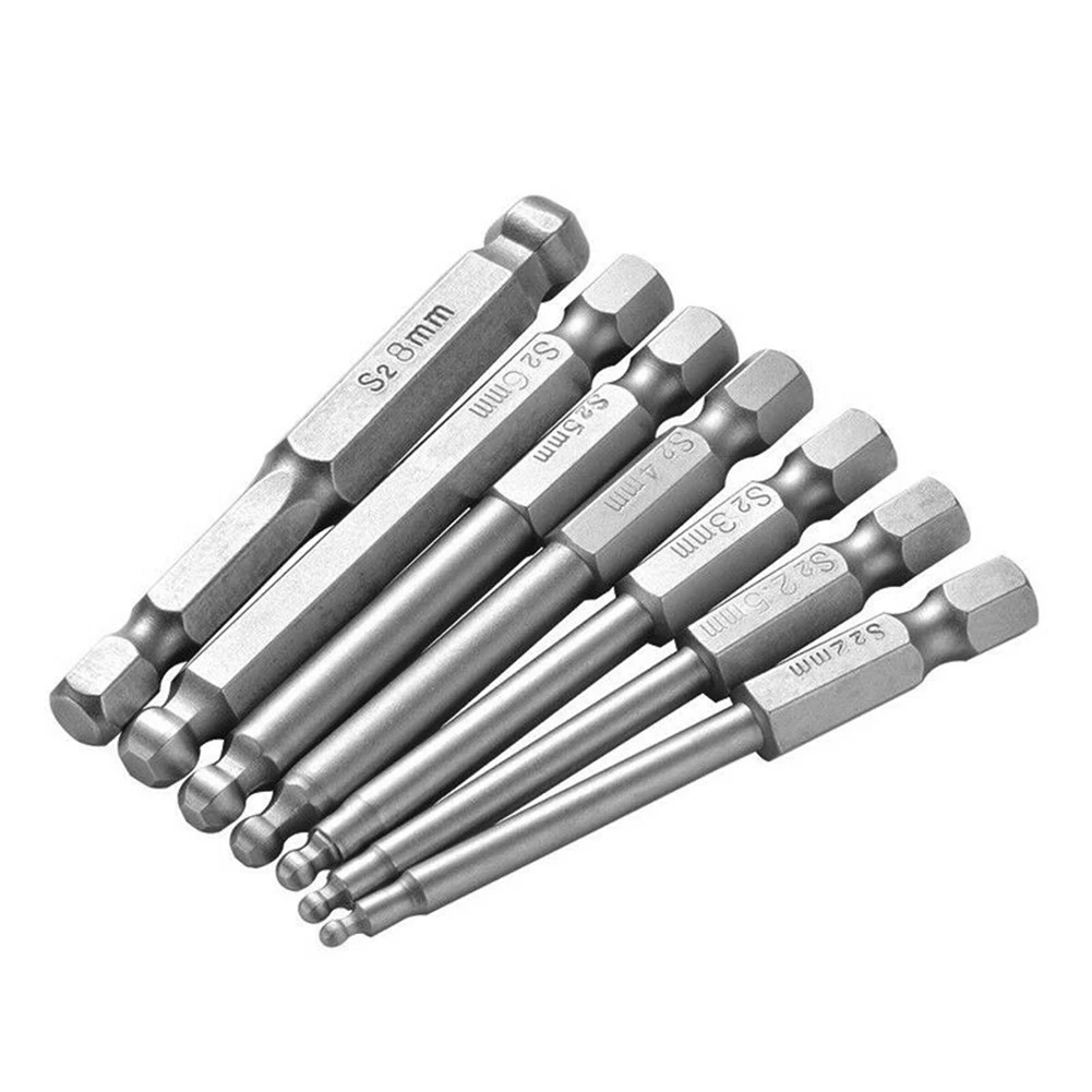 7 قطع من مسدس المقبس الكرة بت مجموعة الطول الإجمالي 65 مللي متر الكرة نقطة مسدس المقبس مفك بت عالية الجودة لقمة ثقب جديد #5