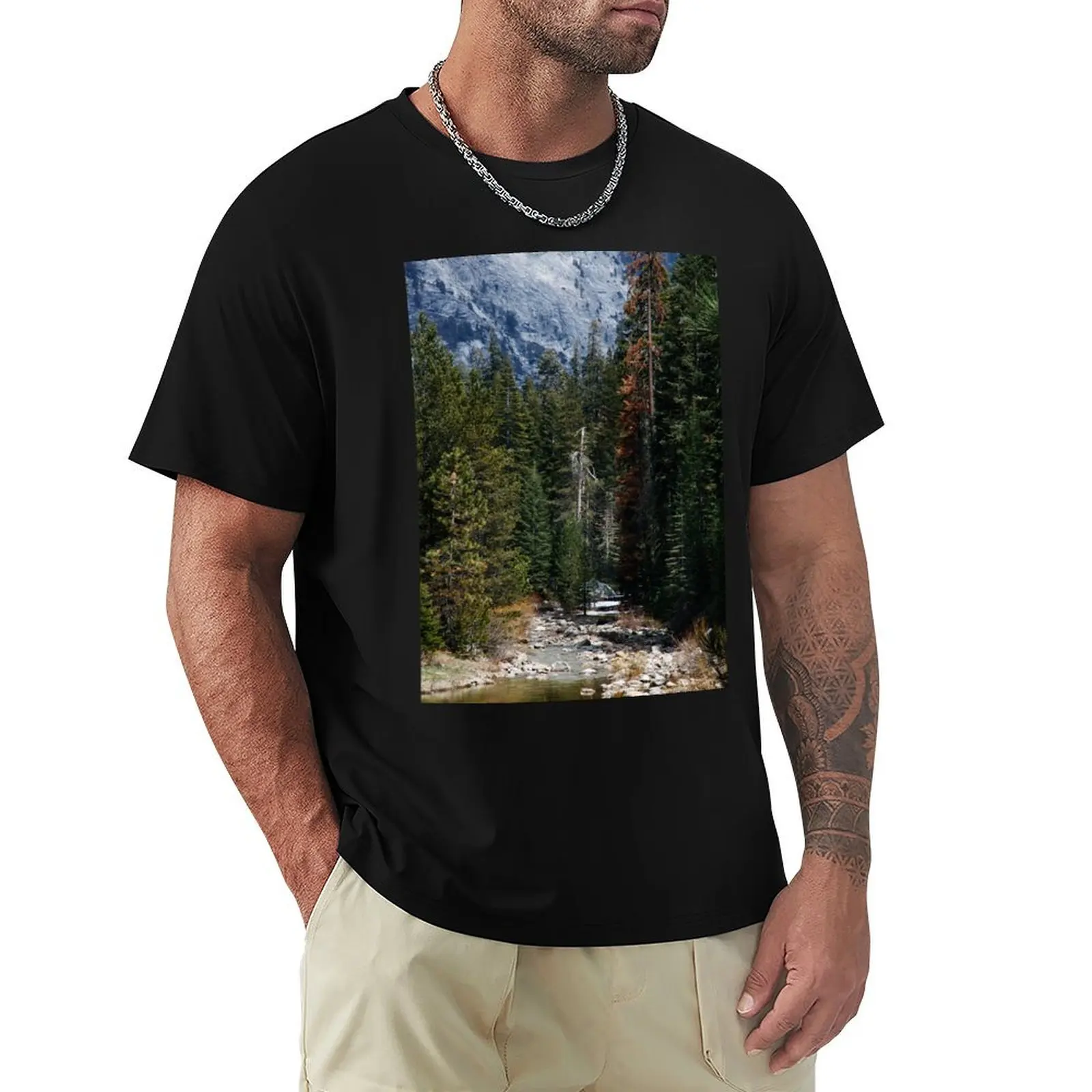 Small Stream and Trees T-Shirt funny t shirts cotton T-Shirt
