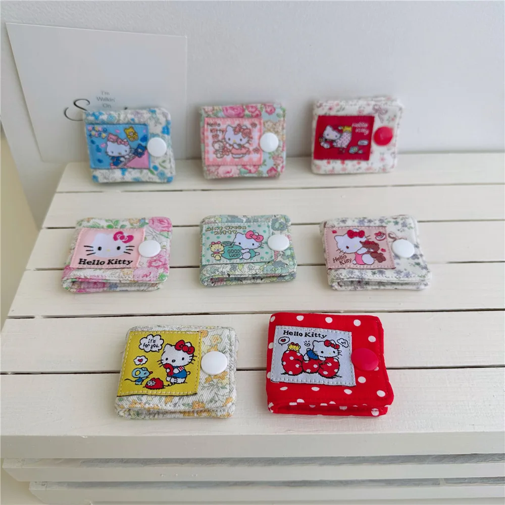 

Мультяшный тканевый чехол-органайзер для кабелей Sanrio Hello Kitty, ручной работы, милый, для хранения зарядных кабелей и карт
