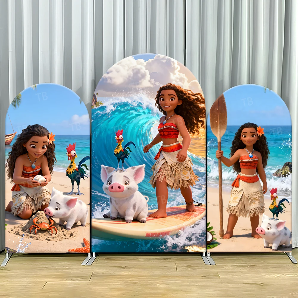 

TB Disney Ocean Adventure Arch Backdrop Covers Moana for Kids Birthday Party Decor Photo Background Wall Baby Shower Supplies