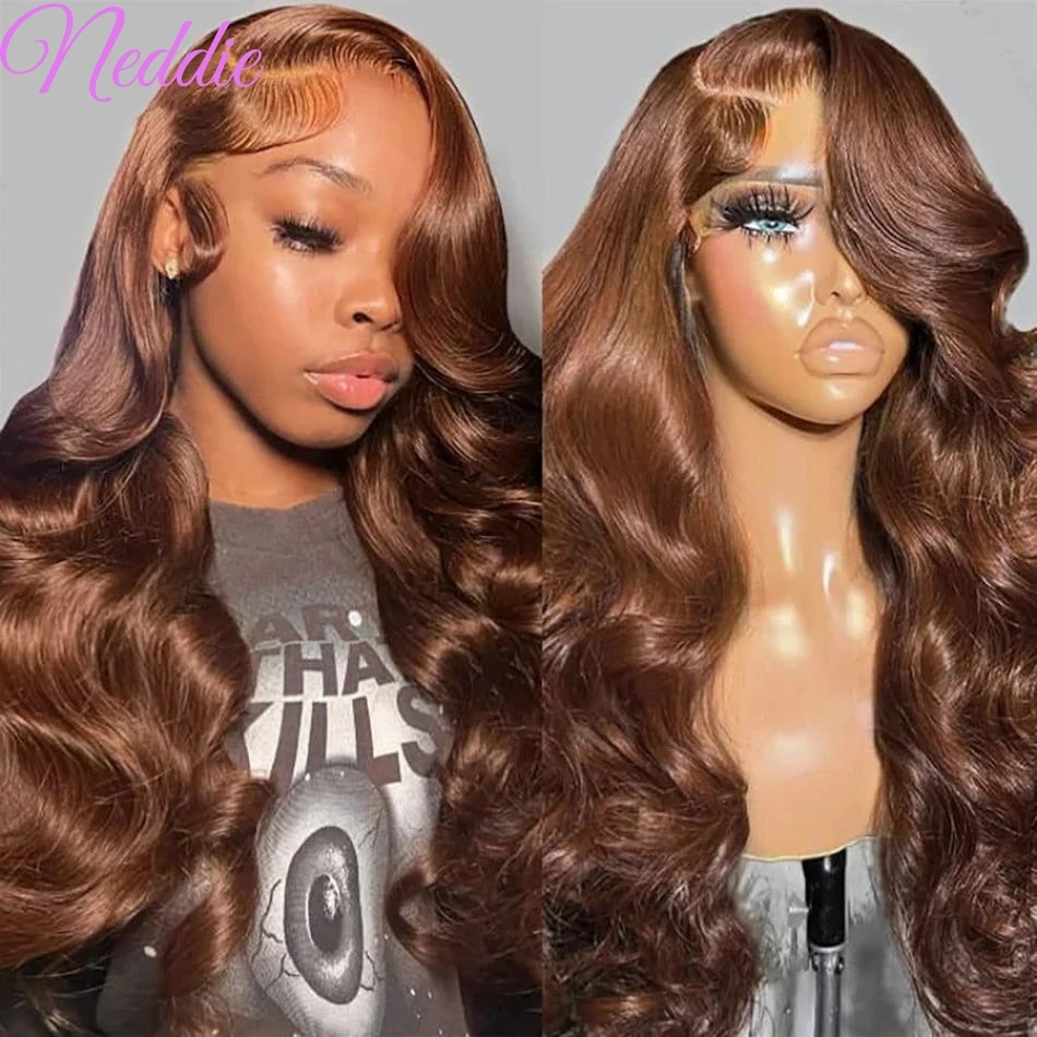 Body Wave Lace Front Wig Chocolate Brown 13x4 Lace Frontal Wig Human Hair Pre Plucked Colored Human Hair 13x4 Lace Frontal Wigs