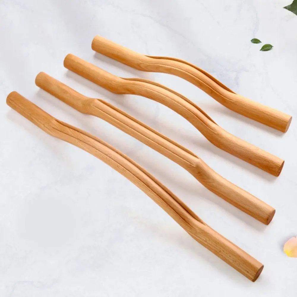 Handheld Gua Sha Massage Stick Body Shaping Treatment Abdomen Cellulite Massage Bar Beech Wood Acupressure Point Meridian Wand