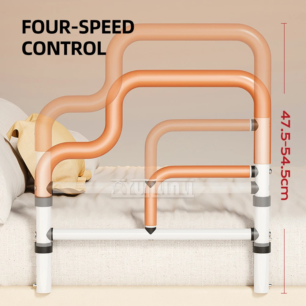 Adjustable Bed Rail Sturdy Side Railing with Handles Bar for Elderly Senior Mobility Assistance Handicaps Bed Assist for Adults