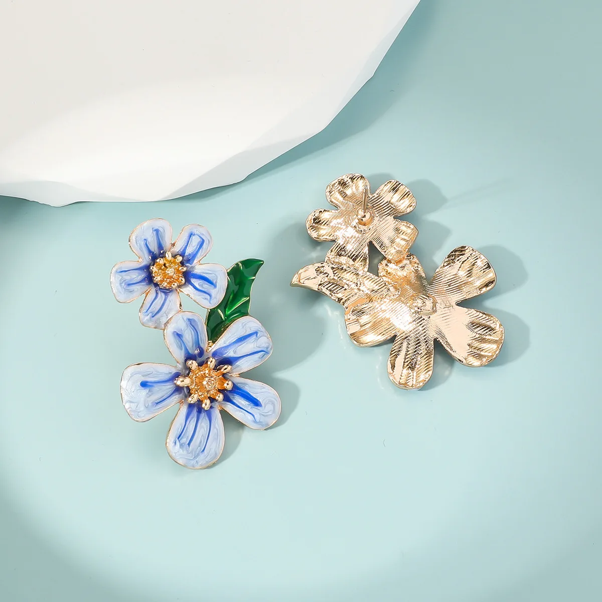 Pendientes con colgante de flor para mujer, aretes de pétalos de flor de aceite de goteo colorido, joyería informal para fiesta, regalo para niña