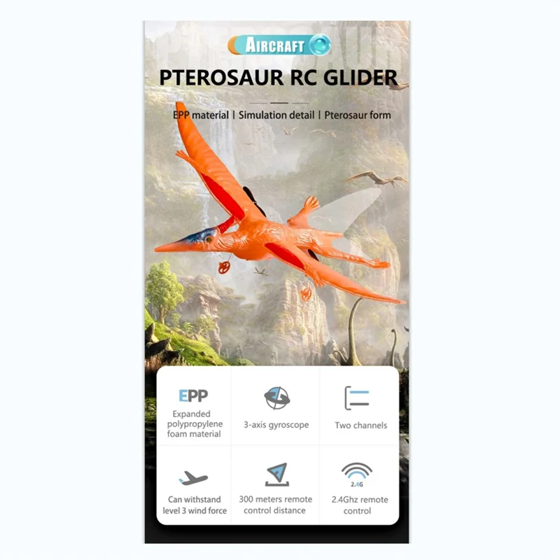 

MACH-RC Самолет Пульт Дистанционного Управления Pterosaur 2,4 ГГц 2 Канала DIY RC Pterosaur Control EPP Пенопластовый Планер (Две батареи)