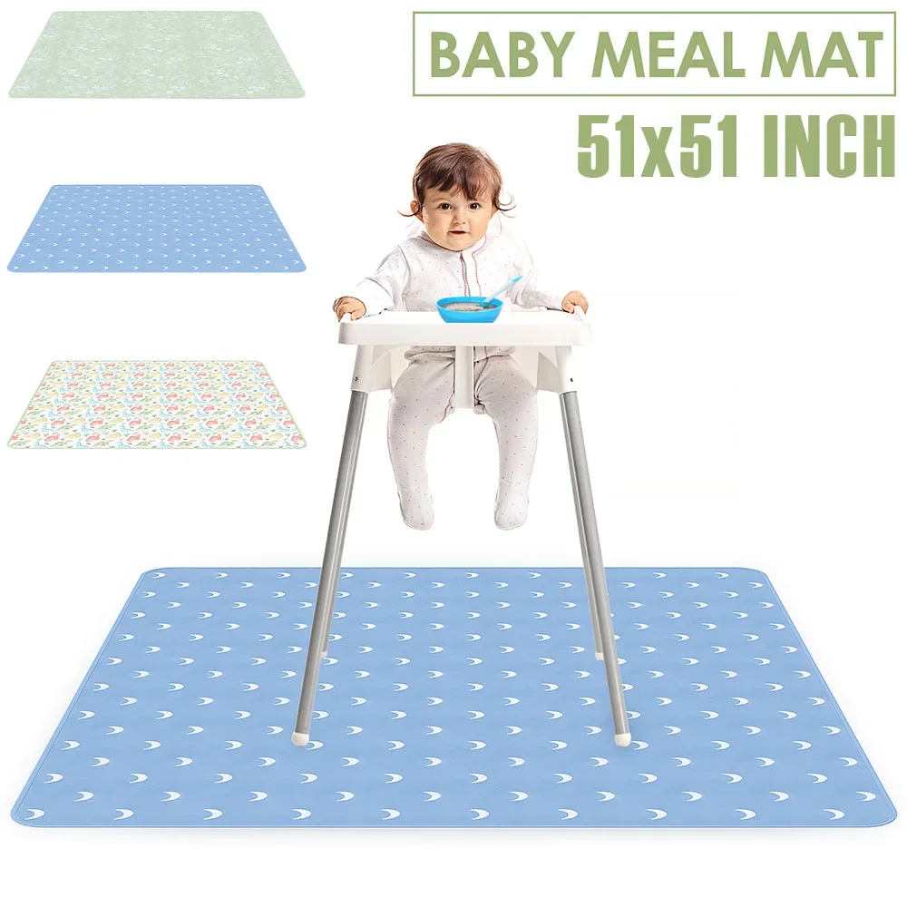 Estera de juego para bebé, 51 pulgadas, impermeable, silla alta para bebé, estera contra salpicaduras, estera antideslizante para interiores, estera para gatear para bebé, almohadilla de Picnic portátil multiusos