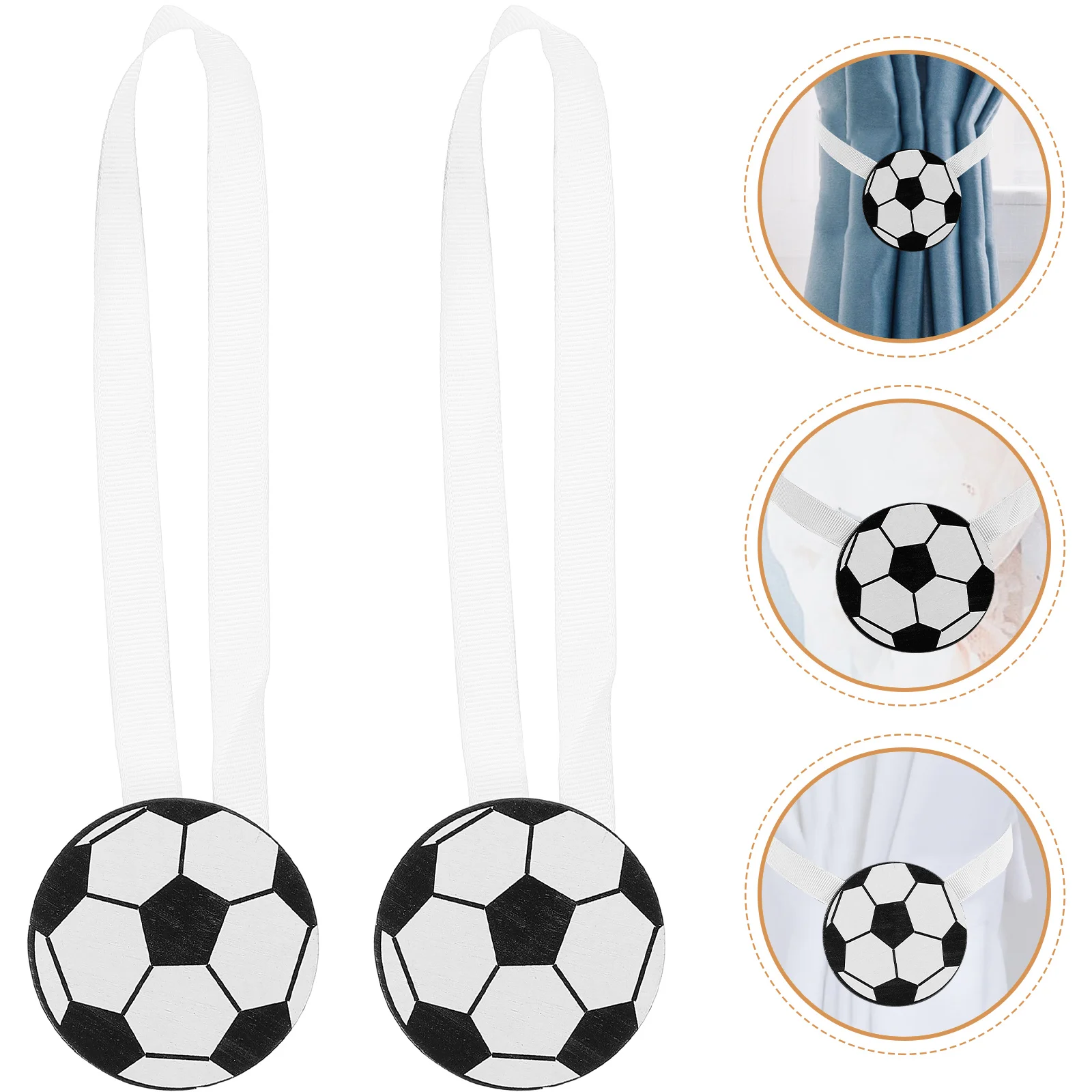 2 Pcs Football Cartoon Curtain Buckle Window Tiebacks Boy Hooks Magnet Creative Clasp Child