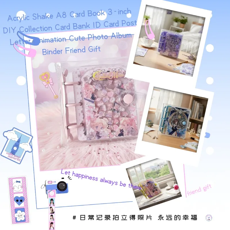 

Acrylic Shake A8 Card Book 3-inch DIY Collection Card Bank ID Card Post Letter Animation Cute Photo Album Binder Friend Gift