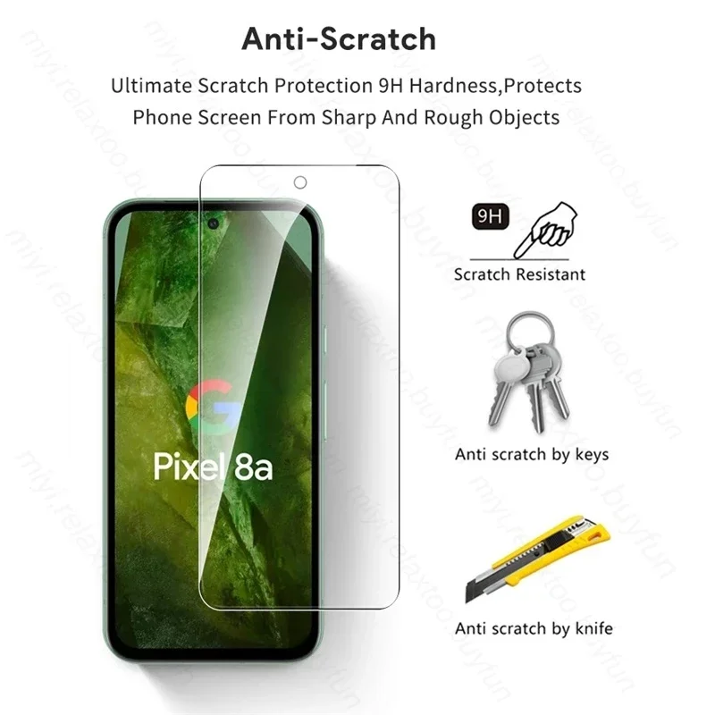 Pixel8a 5G Case 3 قطعة 9H واقي للشاشة من الزجاج المقسى لهاتف Google Pixel 8a 5G حماية الزجاج على Googe Gogle Pixle 8a 8 a a8 2024