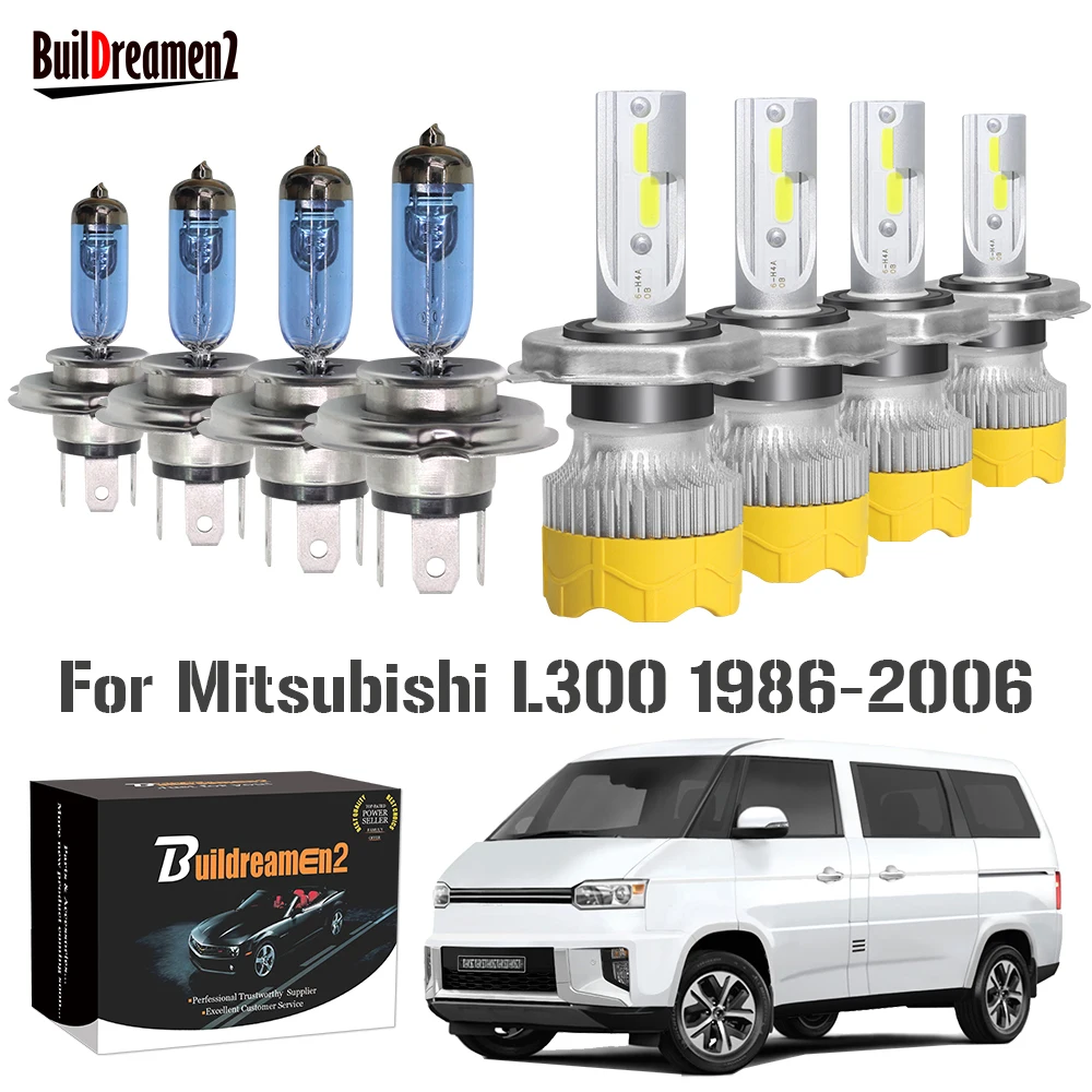 4 Pieces Car Front Headlight LED Halogen Head Light Bulb High Low Beam For Mitsubishi L300 1986-2006