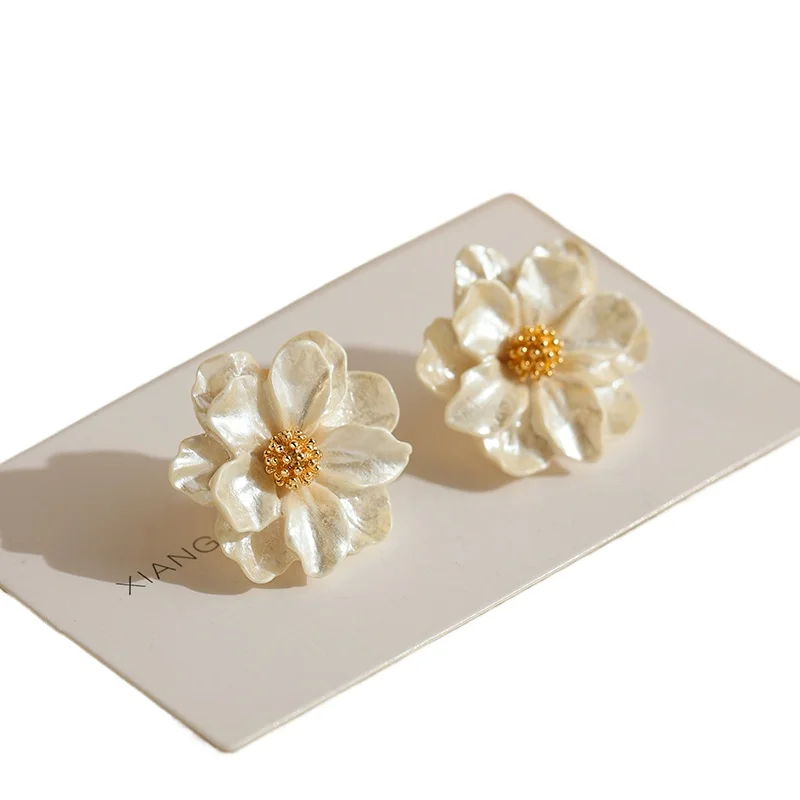 

999 silver camellia stud earrings light luxury women's new popular earrings high-end earrings