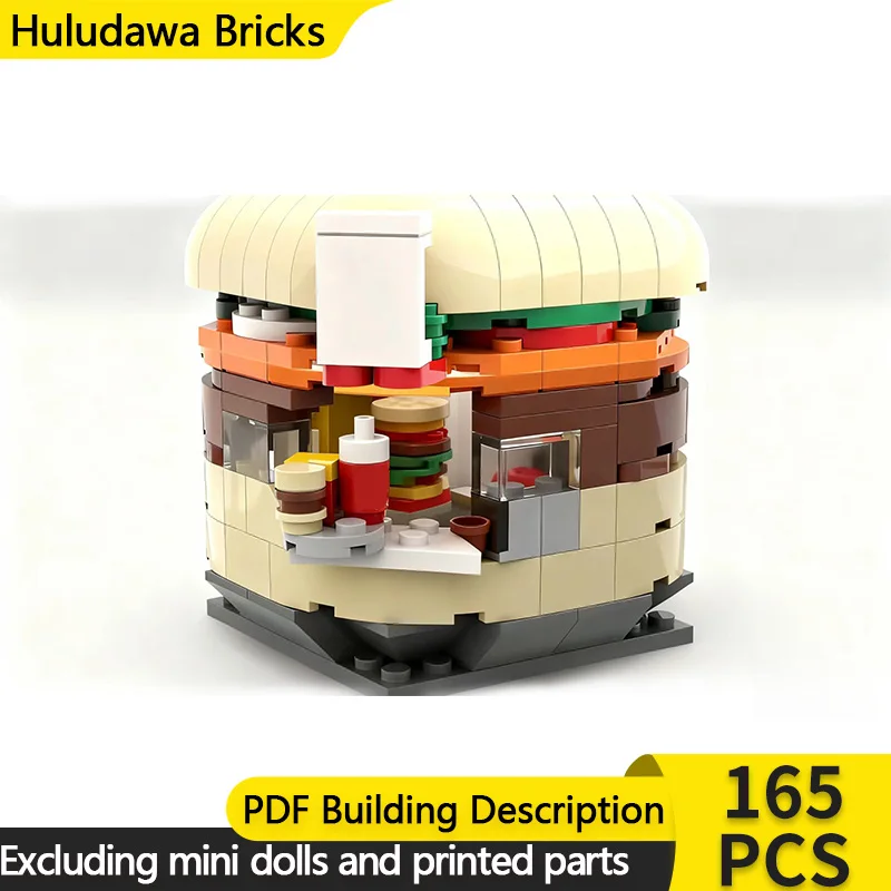 Modelo City Street View MOC, construcción de ladrillos, hamburguesa, soporte para restaurante, tecnología Modular, regalos de vacaciones para niños, juguetes para montar, traje