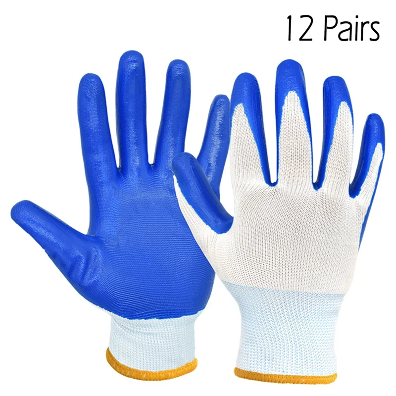 Deli Garden Gloves Gardening Knitted Cotton Gloves Quick Easy To Dig and Plant for Digging Planting Garden Tools 1/12 Pairs