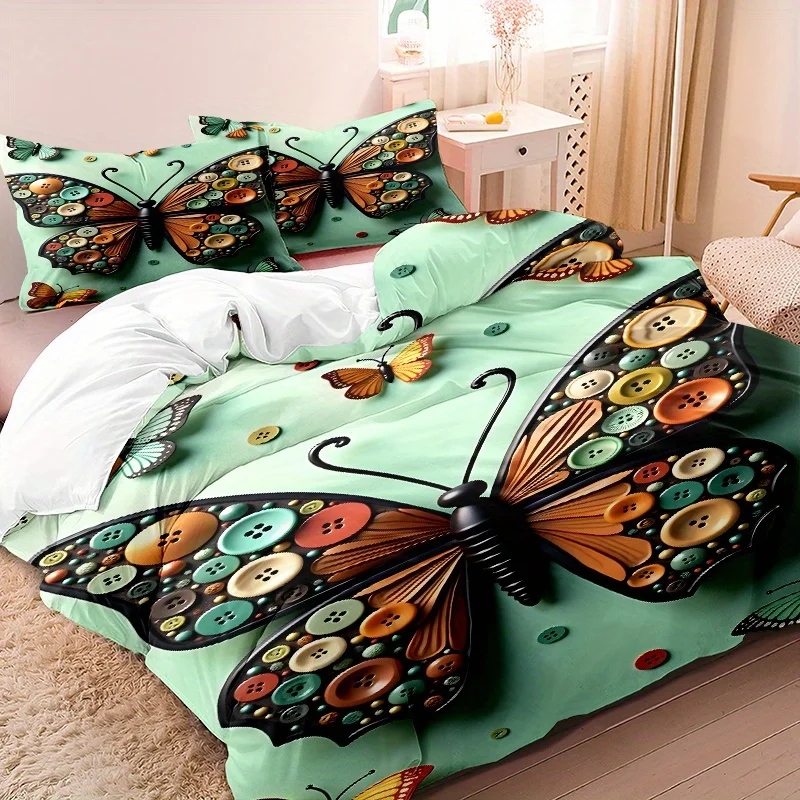 

3pcs Minimalist Modern Art Style 3D Butterfly Pattern Duvet Cover Set (1 * Duvet Cover + 2 * Pillowcases, Not Including Core)