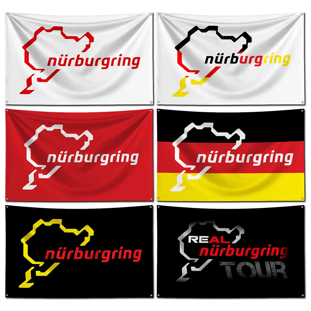 3x5 Ft Nurburgrings Flag Polyester Digital Printing Racing Car Banner For Garage or Out door Decoration