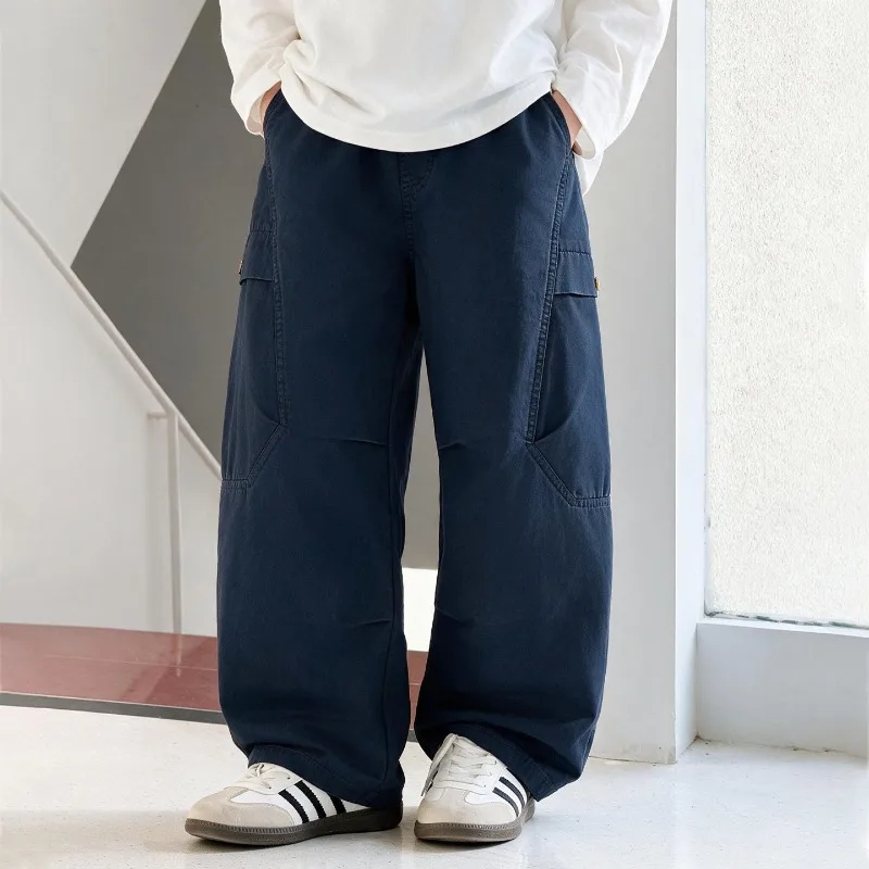 Kinder Jungen Gerade Hosen UNITIM Herbst Junior Jungen Latzhosen Lose Lässige Elastische Taille Teenager Jungen Weite Hosen – Detail 6
