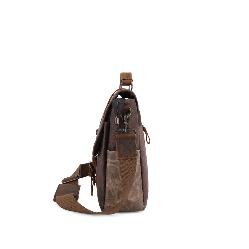 Men's Multifunctional Crossbody Bag Shoulder Handbag Travel Vintage Bag Waterproof Wear-resistant Men's Oil Wax Canvas Crossbody