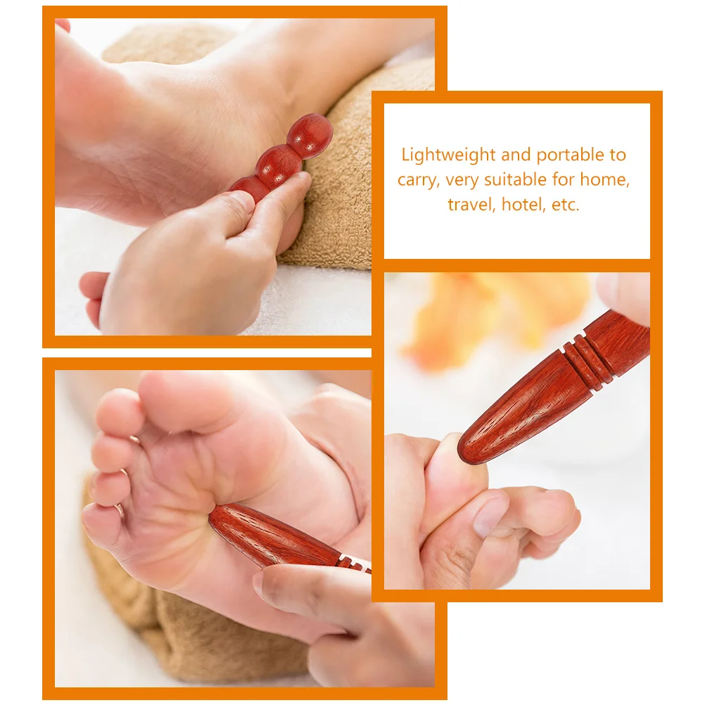 

4Pcs Durable Wooden Acupressure Massage Pens MultiFunctional Body Massaging Rods Foot Massage Stick Tools