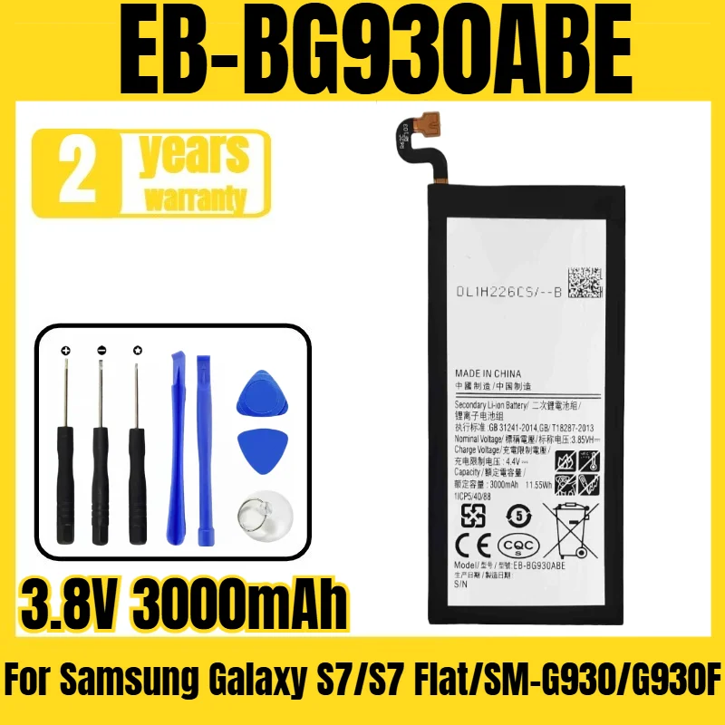 Applicable to For Samsung Galaxy S7/S7 Flat/SM-G930/G930F battery EB-BG930ABE mobile phone battery,free tool 3.8V 3000mAh