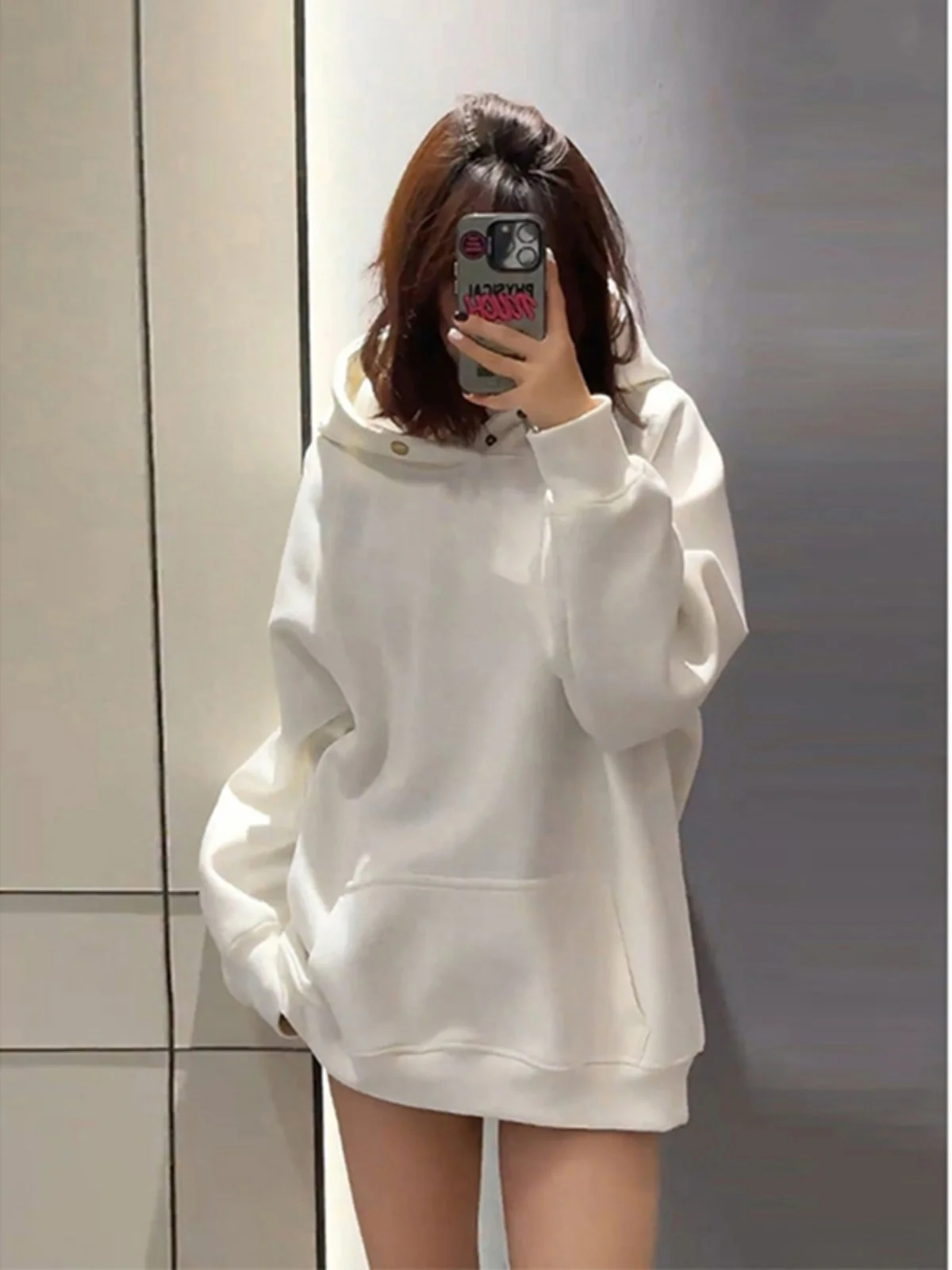 

Чисто белая американская толстовка из плотного материала с флисовой подкладкой для осени и зимы, повседневная толстовка, парные толстовки для влюбленных