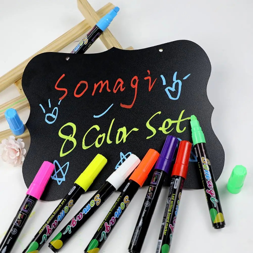 

8Pcs Liquid Chalk Marker Erasable Square Nib Multi Colored LED Writing Blackboard Highlighter Fluorescent Neon Pen Store Supplie