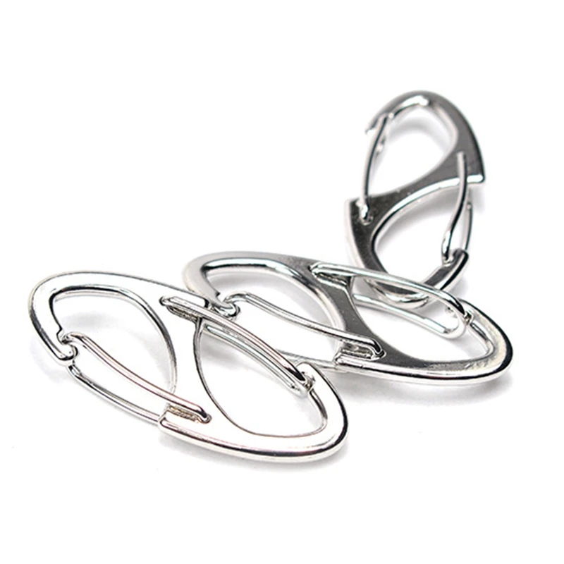 20Pcs Zinc Alloy 8 Shape 1.6 Inches Small Carabiner Clips Double Snap Hook Spring Wire Gate Keychain Buckle Tool Silver