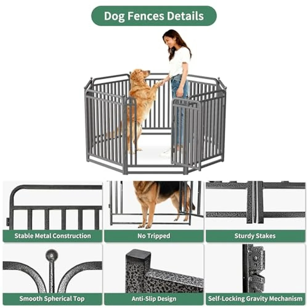 40 Inch Dog Playpen Outdoor 8 Panels Puppy Playpen Heavy Duty Dog Play Pen Indoors Rust Resistant Dog Pen for