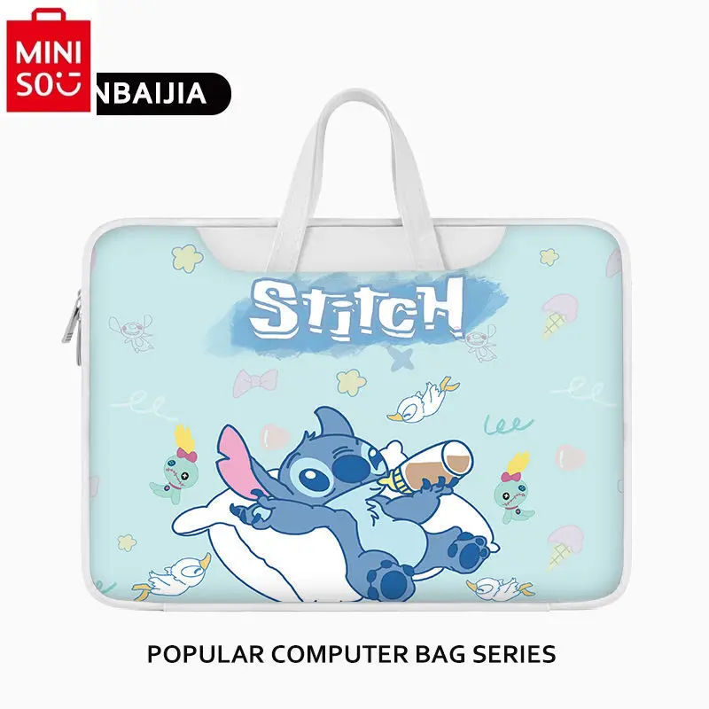 MINISO Disney Cartoon Anime Stitch Laptop Bag Suitable for 15.6air13.3 Student Learning and Storage Handbag