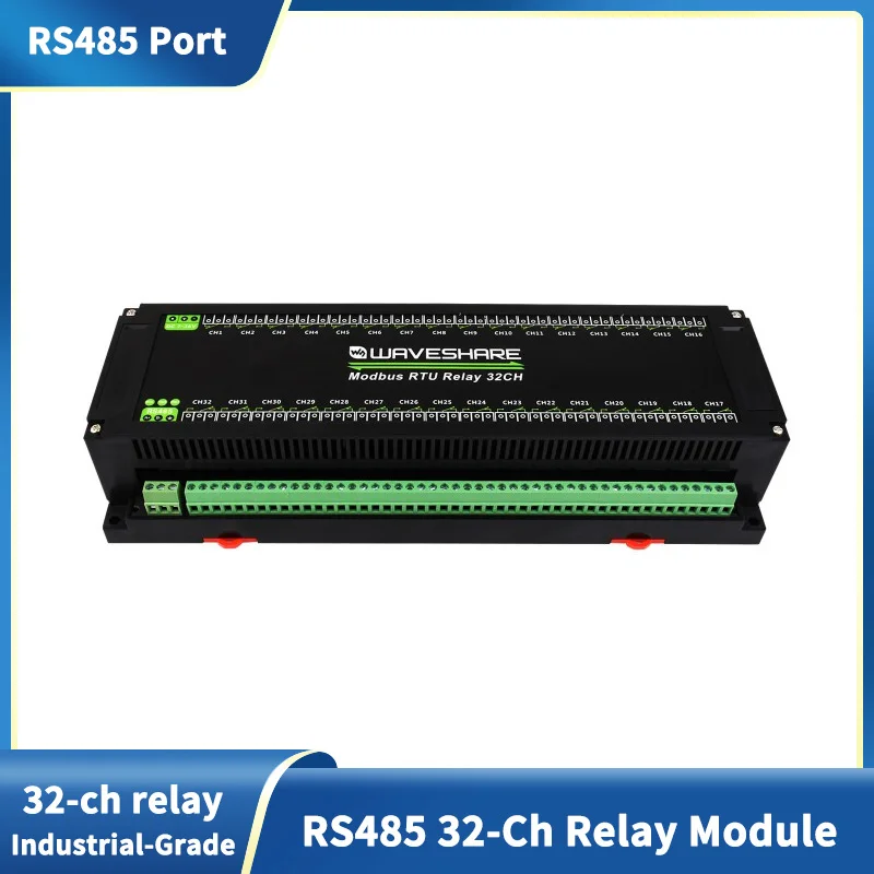 

Modbus RTU 32-Ch Relay Module RS485 Interface with Multiple Isolation Protection Circuit Industrial Grade Guide Rail Shell