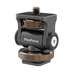 Minifocus Monitor Holder Cold Shoe Mount for Camera Field Monitors Microphone Hot Shoe 180 Degree Tilt Adjustable Mount Bracket