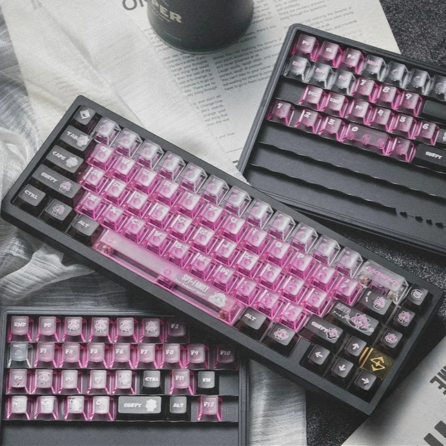 Cherry Keychain Kit PC Fog Transparent 130 Keys for 60/64/84/98/108 Personalized Magnetic Axis Mechanical Keyboard