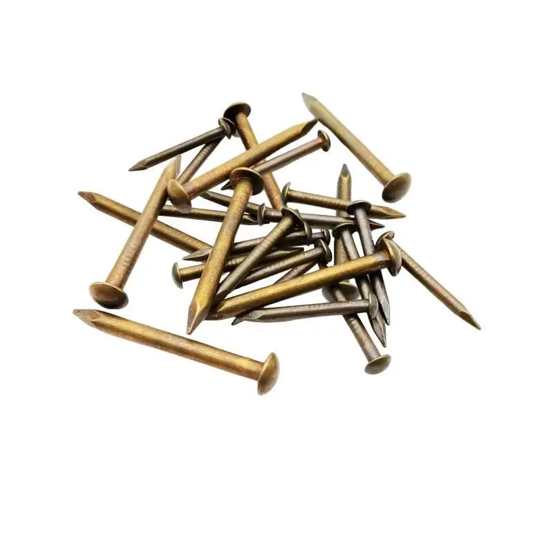 10-100pcs Antique Brass Bronze Dia 1.2mm 1.5mm 2mm 2.8mm Pure Coppers Small Round Head Nail for Furniture Hinge Drum Jewelry Box