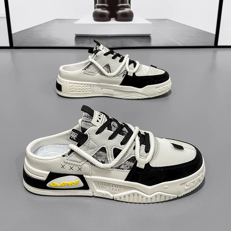 

Slipper Mens Shoes Summer Thick Sole Breathable Comfortable Half Slippers Outdoor Youth Skateboard Shoes Casual Sneakers for Men