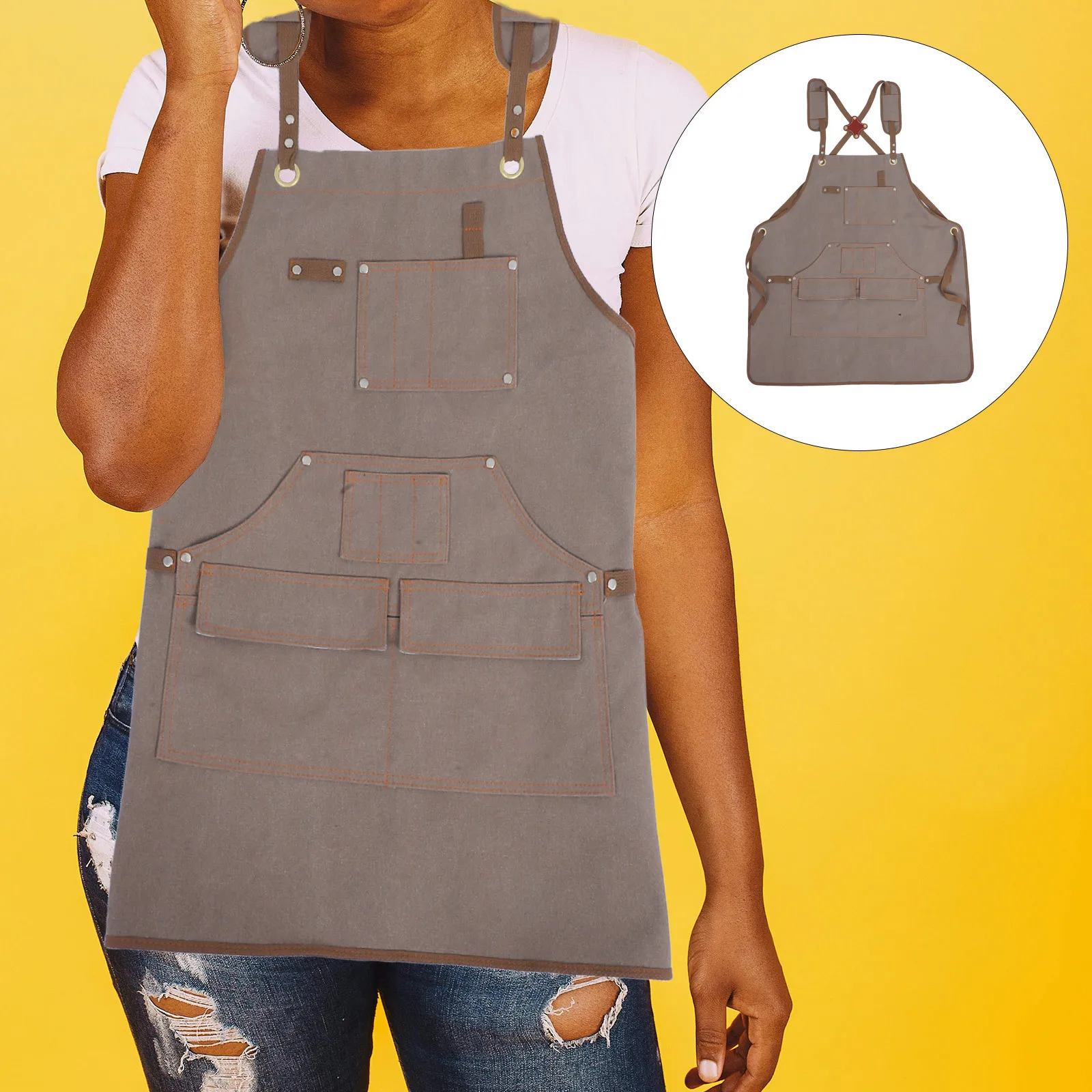 

Gardening Woodworking Apron Canvas Cross Back for Men Carpenter Baking Women Aldult Miss