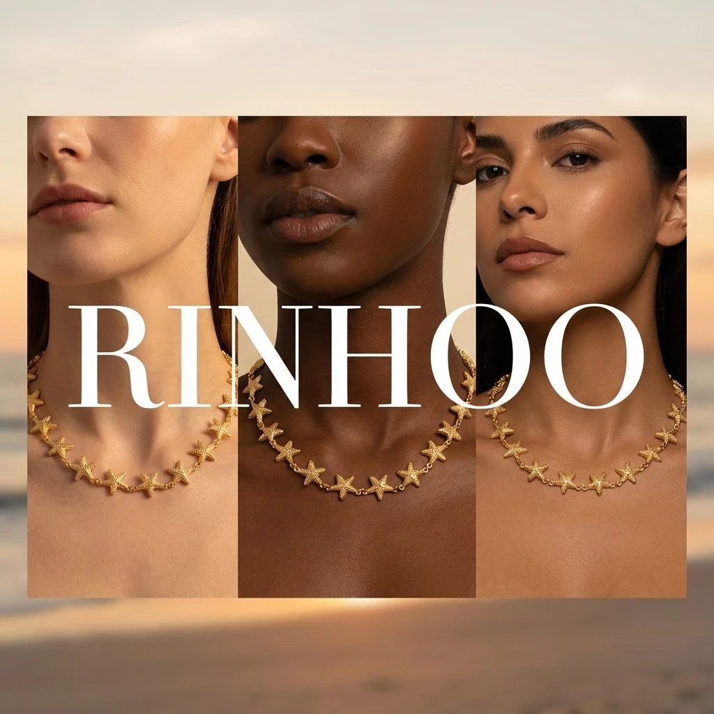 Boho Goldfarben Seestern Halskette und Armband Set für Frauen Strand Ozean Thema Kette Armreif Schmuck Sommer Urlaub Accessoires Geschenk – Detail 7