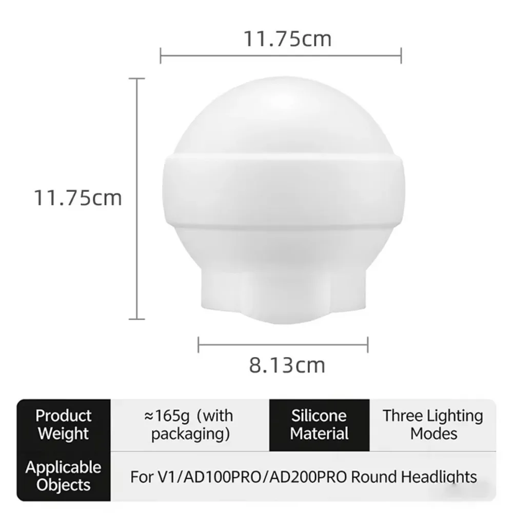 Silicone Soft Ball Diffuser for V1 Round Head Flash, AD100pro & H200R Speedlite