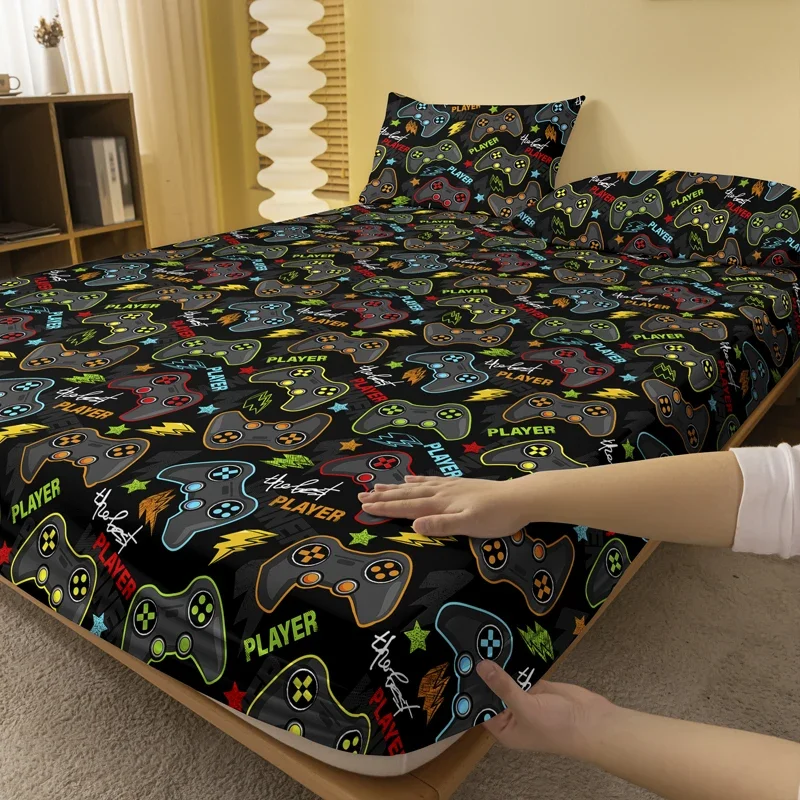1 sábana bajera mate con estampado divertido de dibujos animados, funda de cama estampada para dormitorio, ropa de cama (excluyendo fundas de almohada)