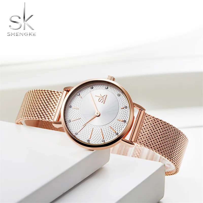 Shengke Ladies Quartz Watch Women Watchband Casual Wristwatch Japan Movement Elegant Clock for Wife SK Relogio Feminino